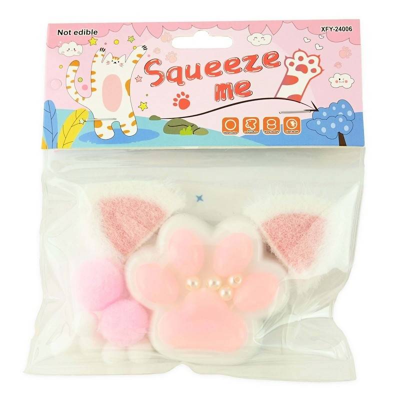 Antistresinis žaislas katės letenėlė Squishy, 7 cm rožinė