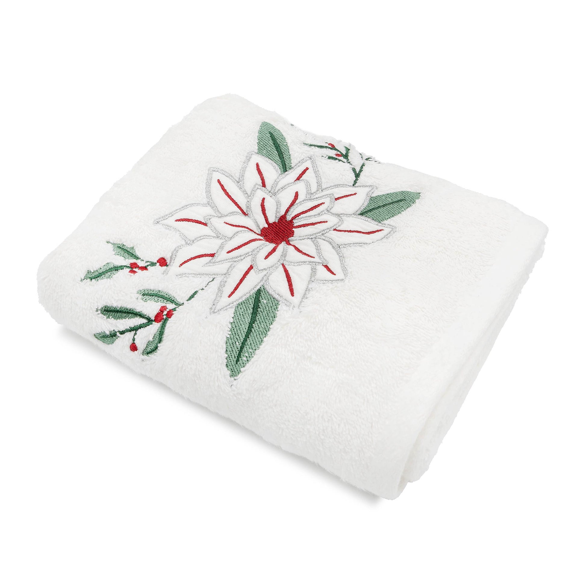 Baltas rankšluostis su gėle