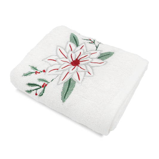 Baltas rankšluostis su gėle