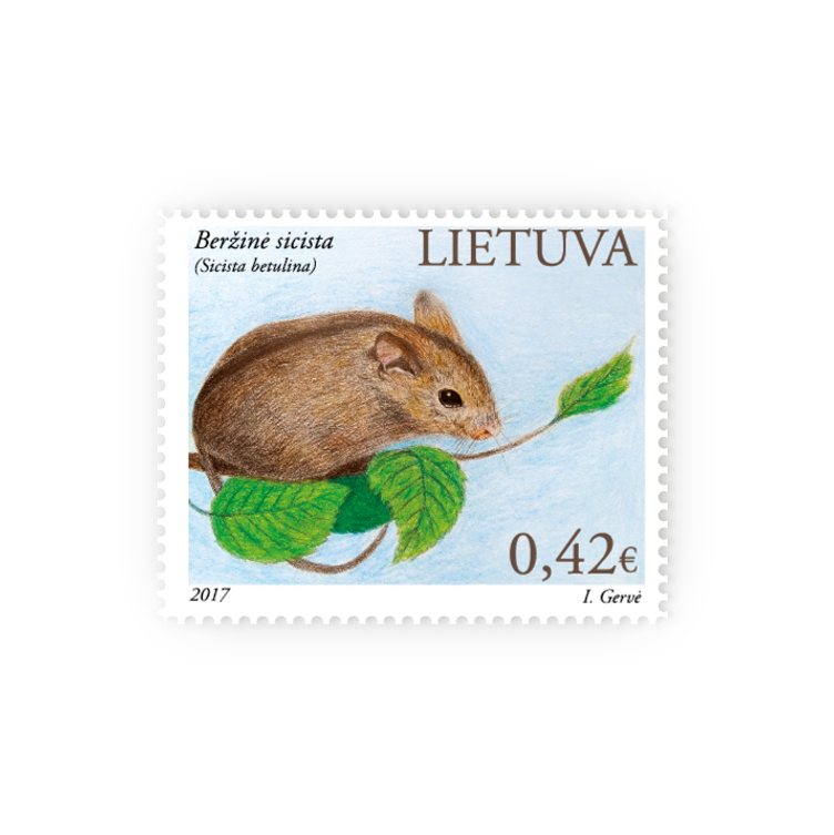 Pašto ženklas. Lietuvos raudonoji knyga. Beržinė sicista