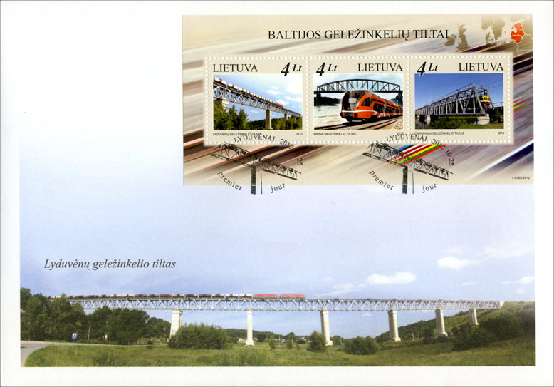 2012 10 25 Lietuvos, Latvijos, Estijos paštų bendra laida PDV „BALTIJOS GELEŽINKELIŲ TILTAI“