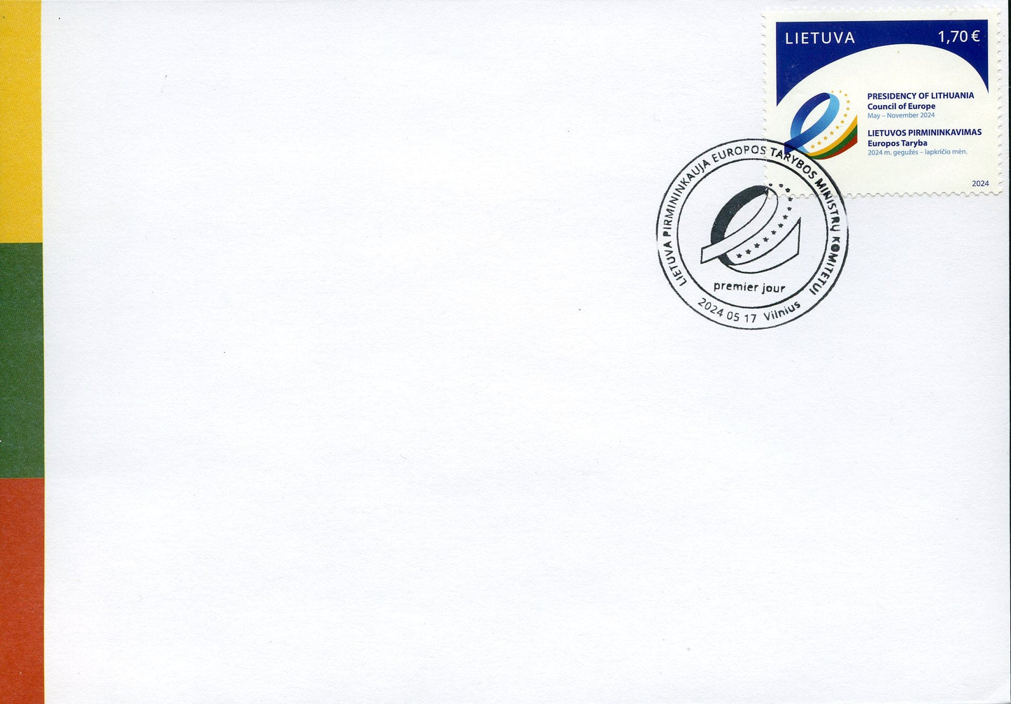 2024 05 17 Pirmos dienos vokas (PDV) „Lietuva pirmininkauja Europos Tarybos Ministrų komitetui"