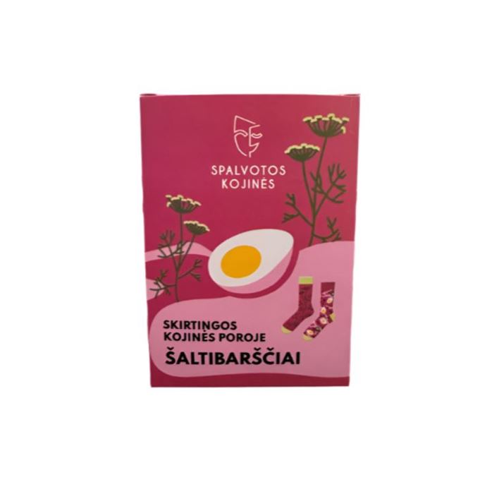 Spalvotos kojinės dėžutėje šaltibarščiai