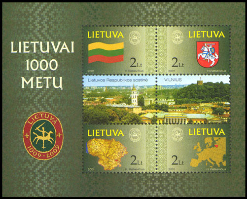 2001 06 23 BLOKAS „LIETUVAI - 1000 METŲ“ (Pašto blokas išimtas iš apyvartos)
