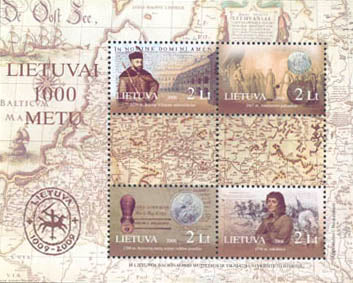 2006 07 01 Blokas „LIETUVAI 1000 METŲ“ (Pašto ženklai išimti iš apyvartos)
