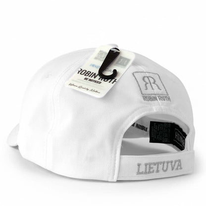 Balta kepurė „LIETUVA“ su reljefiniu įspaudu