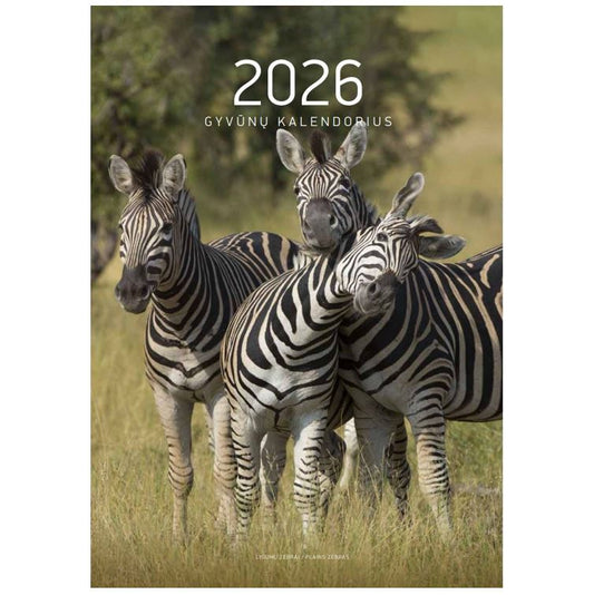 2026 m. verčiamas kalendorius A4, gyvūnai