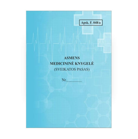 Asmens medicininė knygelė žydru viršeliu