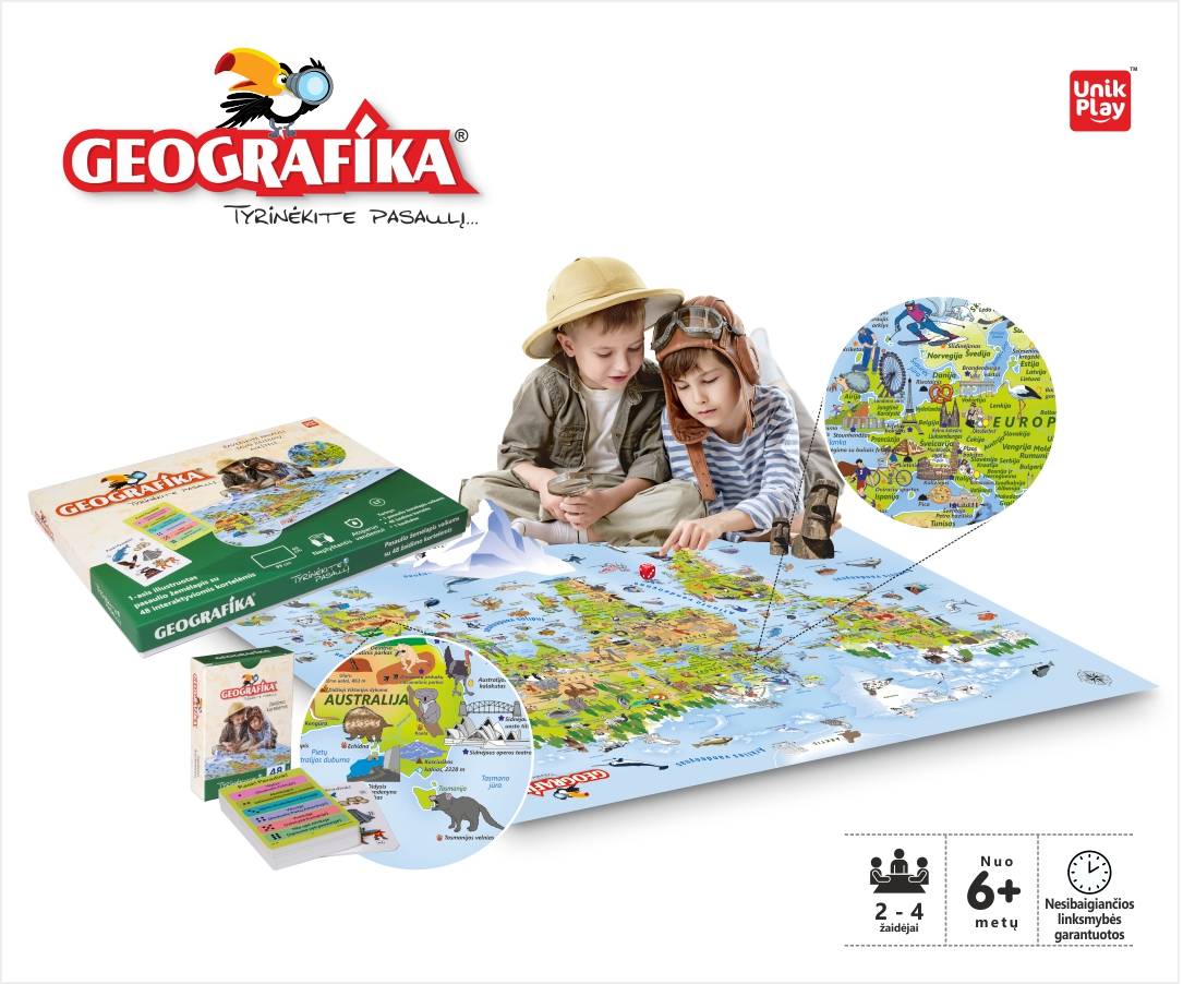 Mokomasis stalo žaidimas Geografika – tyrinėk pasaulį lietuvių kalba