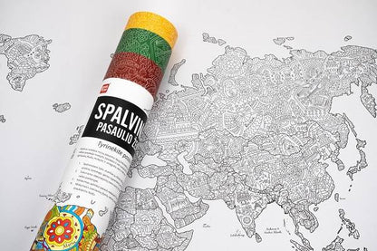Spalvinamas terapinis pasaulio žemėlapis lietuvių kalba