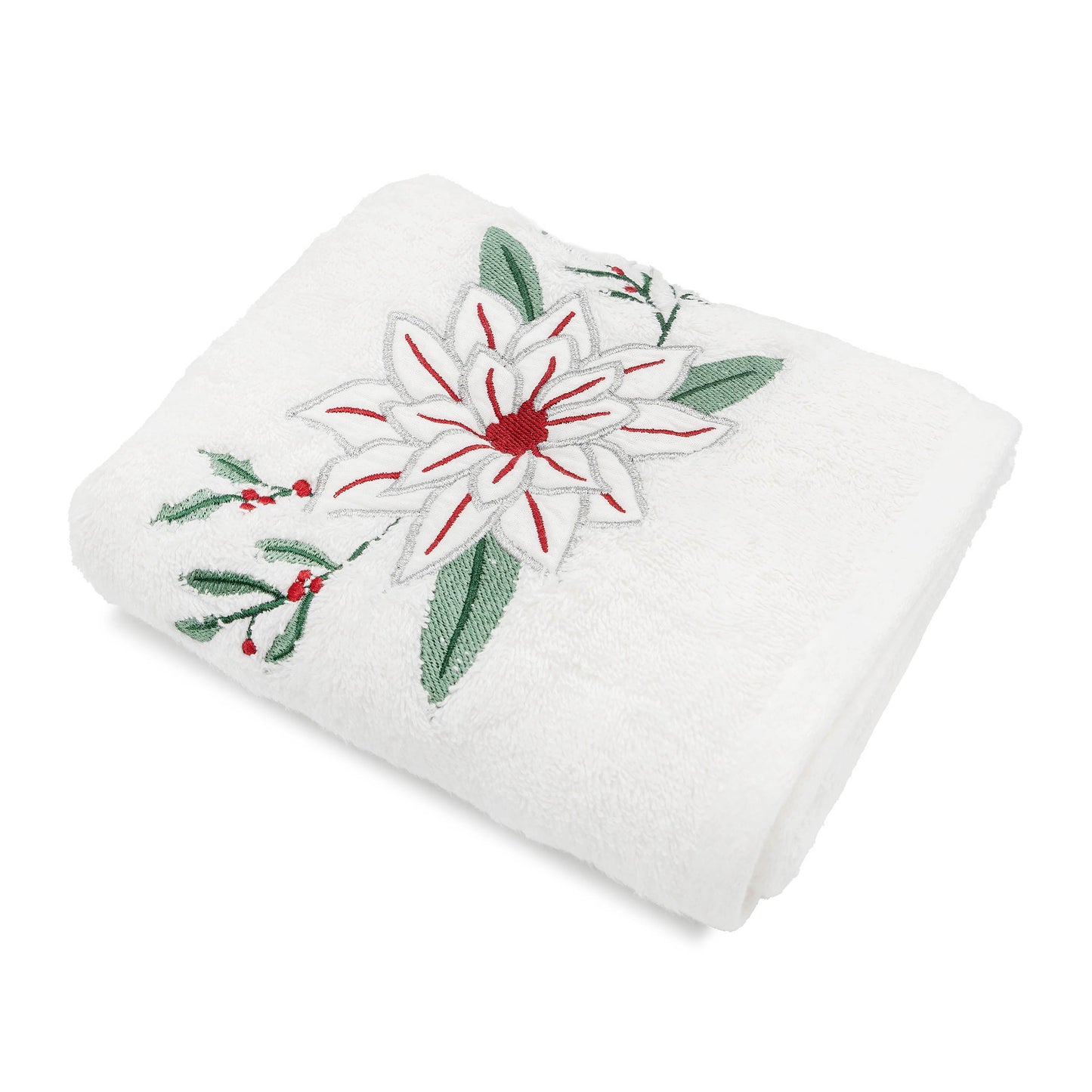 Baltas rankšluostis su gėle