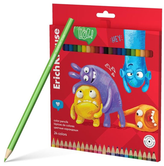 Spalvoti šešiabriauniai pieštukai, 24 spalvų