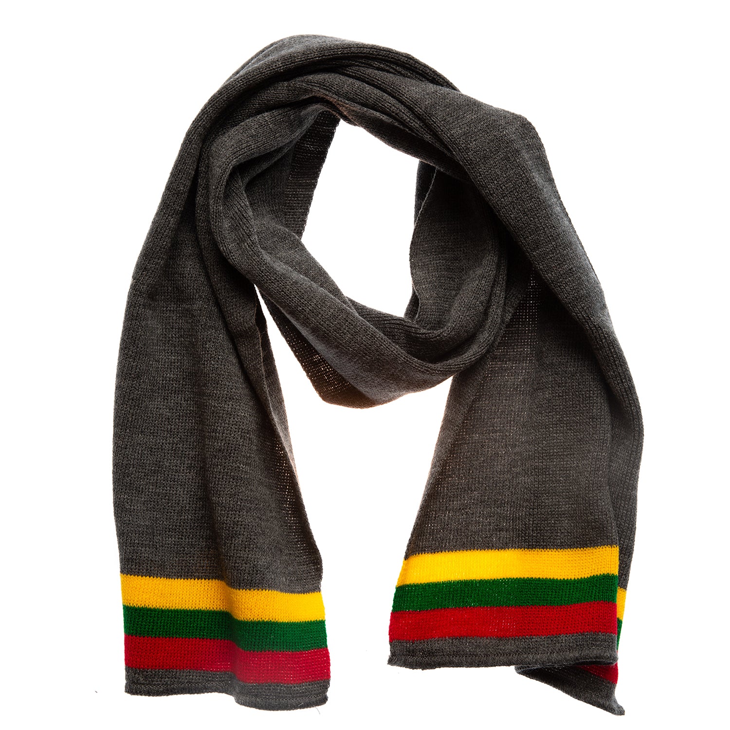 Pilkas šalikas su Lietuvos vėliavos atributika