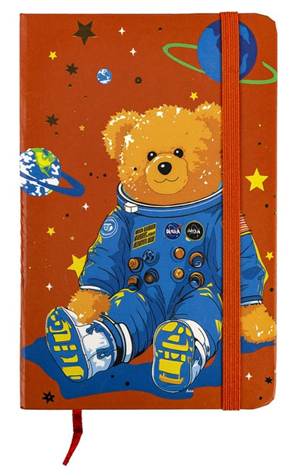 Užrašų knygelė BEAR IN SPACE, A6, 80 lapų, 77 gsm, linija, kietu viršeliu, su skirtuku ir gumele