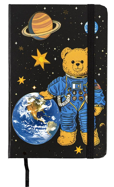 Užrašų knygelė BEAR IN SPACE, A6, 80 lapų, 77 gsm, linija, kietu viršeliu, su skirtuku ir gumele