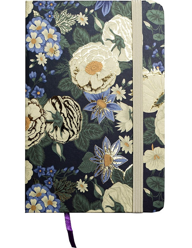 Užrašų knygelė FLOWERS, A6, 80 lapų, 77 gsm, linija, kietu viršeliu, su skirtuku ir gumele