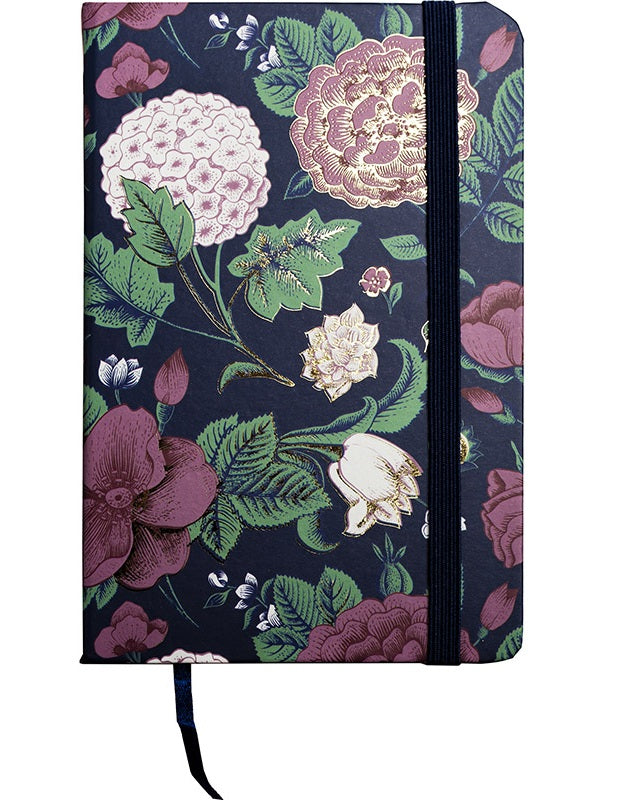 Užrašų knygelė FLOWERS, A6, 80 lapų, 77 gsm, linija, kietu viršeliu, su skirtuku ir gumele