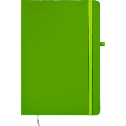 Užrašų knyga MULTICOLOR, A5, 80 lapų, 77 gsm, linija, kietu viršeliu, su skirtuku ir gumele
