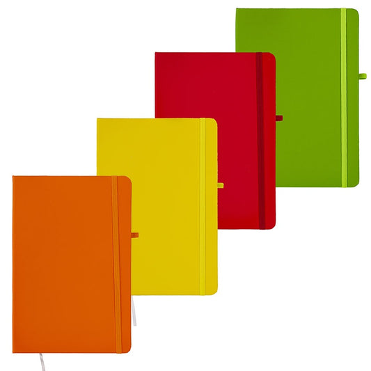 Užrašų knyga MULTICOLOR, A5, 80 lapų, 77 gsm, linija, kietu viršeliu, su skirtuku ir gumele