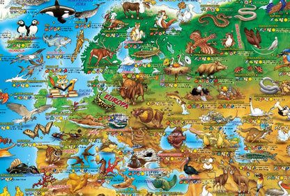 Sieninis žemėlapis Pasaulio gyvūnai, 137x97cm