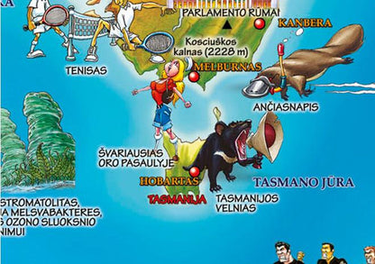 Sieninis pasaulio žemėlapis vaikams, 137x97 cm