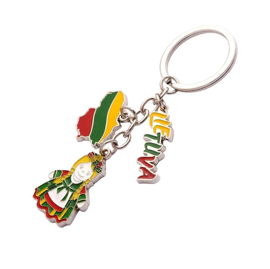 Metalinis raktų pakabukas Lietuva mergaitė