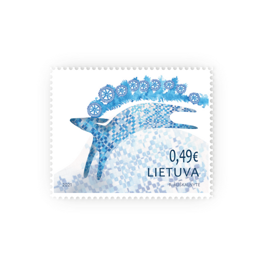 Pašto ženklas. Šv. Kalėdos ir Naujieji metai. Elnias devyniaragis