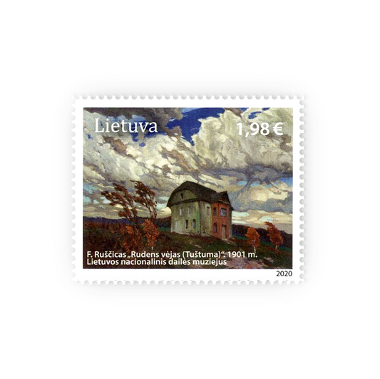 Pašto ženklas. Meno kūrinių kolekcijos. Rudens vėjas