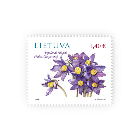 Pašto ženklas. Lietuvos raudonoji knyga. Vėjalandė šilagėlė