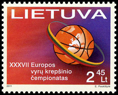 2011 01 22 XXXVII EUROPOS VYRŲ KREPŠINIO ČEMPIONATAS (Pašto ženklas išimtas iš apyvartos)