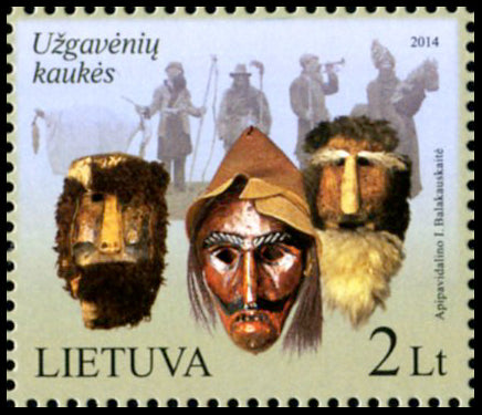 2014 02 15 „UŽGAVĖNIŲ KAUKĖS“ (Pašto ženklas išimtas iš apyvartos)